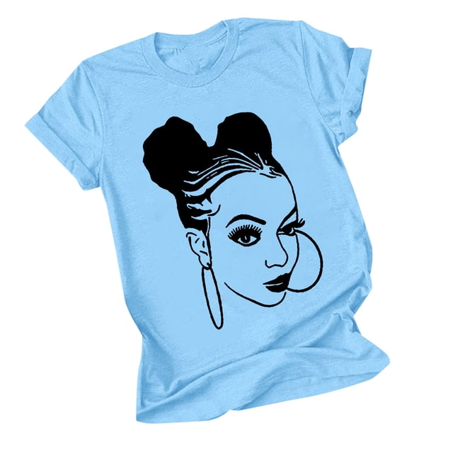 Tops de Manga Corta de las Mujeres, Cuello Redondo Impreso, Camiseta de Manga Corta para las Mujeres