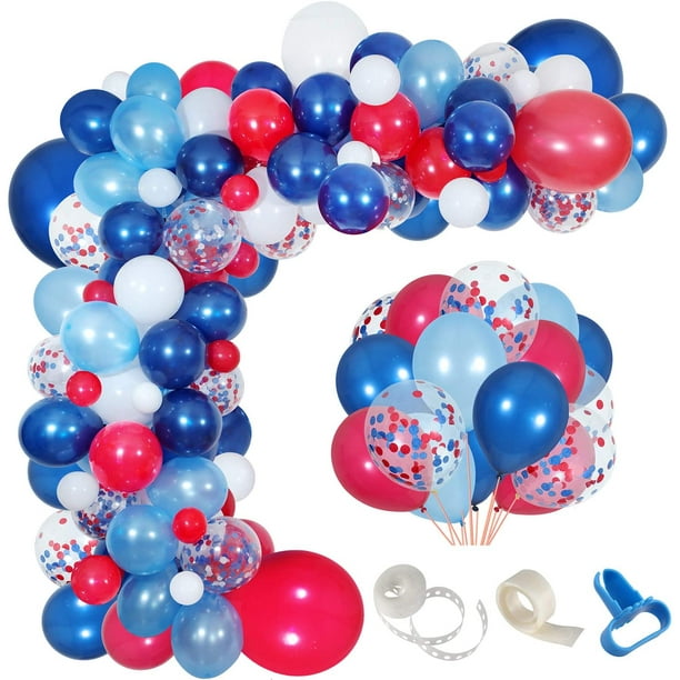 Kit de guirlande de ballons bleu marine rouge blanc, paquet de 139 ballons  de confettis bleu marine rouge blanc pour garçon bleu anniversaire baseball  thème nautique fête drapeau américain fête élection fête