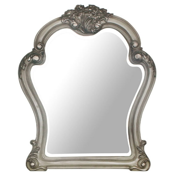 Acme Dresden Mirror in Vintage Bone White, Wood, Poly-Resin