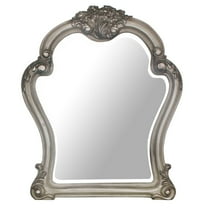Acme Dresden Mirror in Vintage Bone White, Wood, Poly-Resin