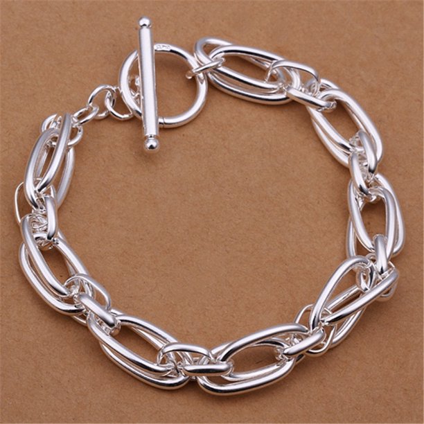 Gran oferta de pulsera sólida de cadena de Plata de Ley 925 para mujer y hombre, abalorio para regalo de fiesta, joyería de moda para boda