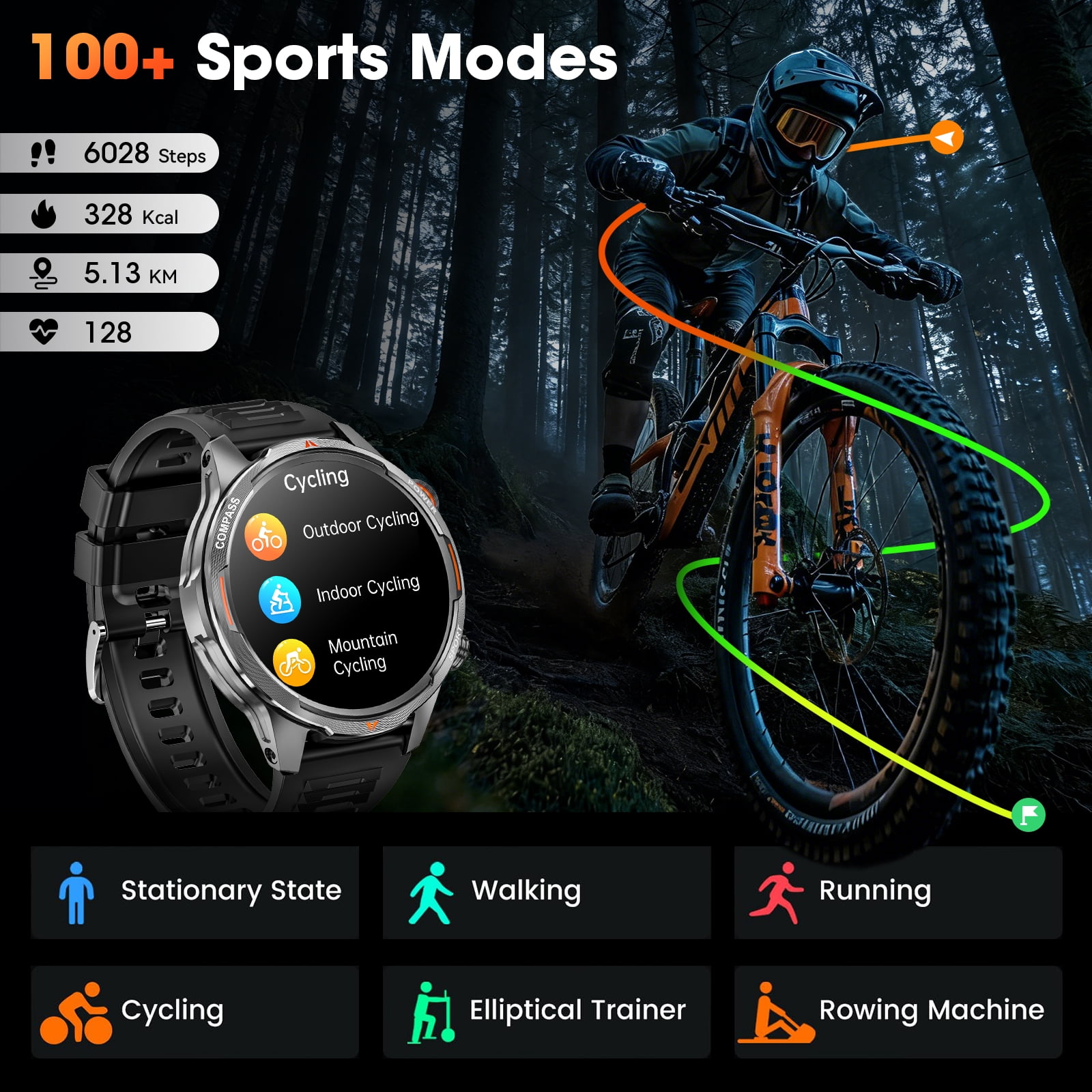 Haulvean Smart Watch 1.7" Smartwatch (Metal Body) with 1000mAh Battery/IP68 Waterproof/100+ Sports Modes, Outdoor Sports, Fitness Tracker fits for Android and iPhone Devices (Black)