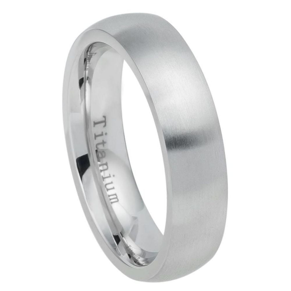 All In Stock White Titanium Comfort Fit 6MM Brushed Wedding Ring Size 7