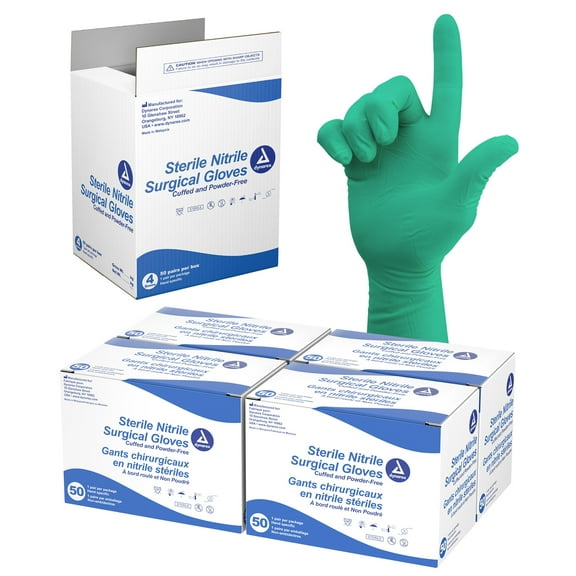 Dynarex Sterile Nitrile Surgical Gloves, Powder-Free and Puncture-Resistant Nitrile Gloves, Ideal in Hospitals & Surgery Centers, 6 Mil., Size 8.5, 1 Case of 200 Surgical Gloves (4 Boxes of 50)