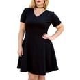 thumbnail image 3 of InstantFigure Curvy Plus Size Short V-neck Panel dress 16808MC, 3 of 9
