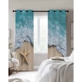 thumbnail image 4 of Teal Coastal Blackout Curtains for Bedroom Living Room Darkening Curtains 84 Inch Length 2 Panels Set Summer Beach Starfish Nautical Seaside Window Curtain Window Treatment Grommet Drapes 42"x84", 4 of 9