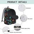 thumbnail image 4 of Game Controller Black Pattern Backpack for School, Cute School Bag with Adjustable Shoulder Straps and Padded Back, 15.7"x11.8"x5.5", 4 of 5