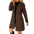 thumbnail image 3 of Women's Wool Blend Trench Coat, Thickened Lapel Collar Jacket, Single Breasted A-Line Overcoat, Warm Fall Winter Outerwear, Fashionable Mid-Length Coat Coffee M, 3 of 10