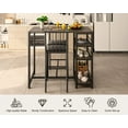 thumbnail image 5 of Aiho 3 Pieces Dining Table Set for 2, Counter Height Bar Table Set with Storage Shelves, Pub Table and Padded Chairs for Kitchen, Dining Room - Gray, 5 of 10