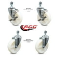 thumbnail image 2 of 5 Inch Nylon Wheel Swivel ½ Inch Threaded Stem Caster Set 2 Brakes SCC, 2 of 2
