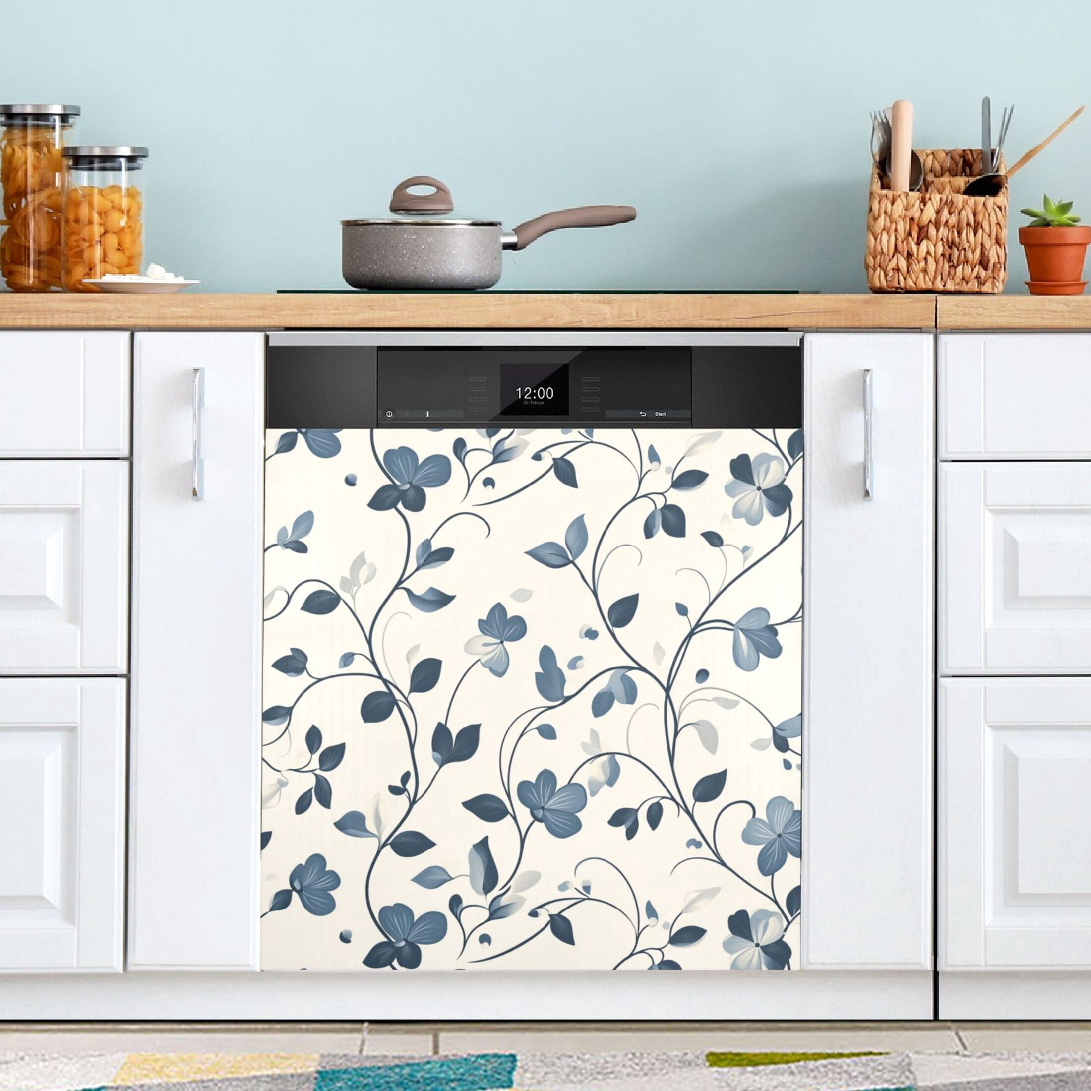 Dishwasher Magnetic Sticker 23x26 Inch Refrigerator Magnetic Sticker Washing Machine Magnetic Sticker Kitchen Panel Magnetic Sticker Home Decor Cool Cartoon Flowers