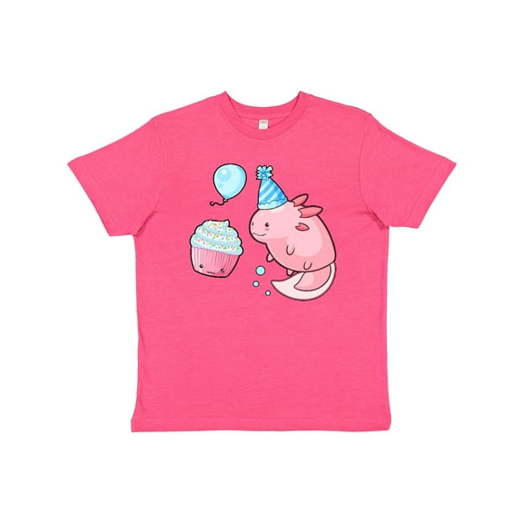 Inktastic Cute Axolotl Birthday with Cupcake Youth T-Shirt