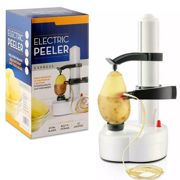 TOPCHANCES Electric Peeler Automatic Rotating Apple Peeler Potato Peeling Multifunction Stainless Steel Fruit and Vegetable Electric Peeler Machine (White)