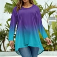 thumbnail image 5 of Abcomgle Womens Tops Plus Size 4x-5x Summer Crew Neck Tunic Shirts Tie Dye Print T-Shirt Long Sleeve Shirts Curved Hem Casual Summer Clothes,5XL, 5 of 5