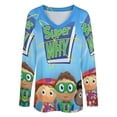 thumbnail image 4 of Super Why Womens T Shirts V Neck Long Sleeve Tops Causal Loose Summer T-Shirts M, 4 of 7