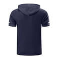 thumbnail image 5 of KXDMNE Mens Quick Dry Short Sleeve Hoodie - with Pocket Solid Color Moisture Wicking Pullover Athletic All Season Performance Workout Top, Navy, 2XL, 5 of 5