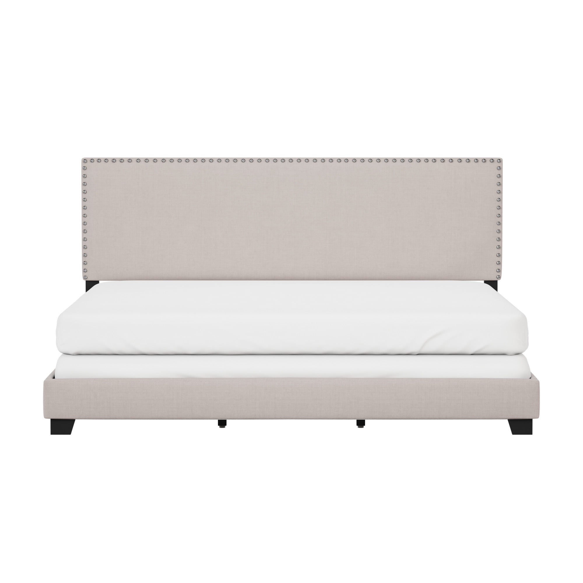 Willow Nailhead Trim Upholstered King Bed, Fog