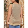 thumbnail image 4 of Plus Size Summer Sleeveless Women Sequin Patchwork Tank Tops Shirt, 4 of 5