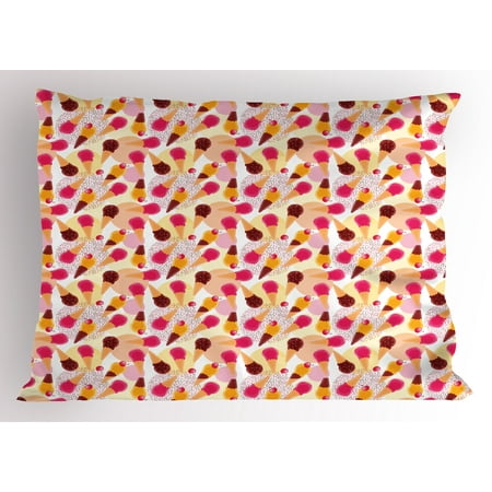 Flavored Sprinkle - Ice Cream Pillow Sham Sweet Taste of Summer Theme Chocolate and Fruity Flavor Cherries Circle Sprinkles, Decorative Standard Size Printed Pillowcase, 26 X 20 Inches, Multicolor, by Ambesonne