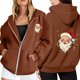 thumbnail image 1 of WILLBEST Sudadera de Mujer Ladies' Christmas Printed Zipper Long Sleeved Pocket Drawstring Casual Hooded Sweatshirt 1666 Grande, 1 of 8