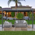 thumbnail image 2 of Aoodor 13 x 10 ft. Outdoor Aluminum Louvered Pergola Waterproof Gazebo Sun Shade Shelter with 2 Adjustable Rainproof Panels for Patio, Garden, Backyard Lawn & Garden - Dark Gray, 2 of 11