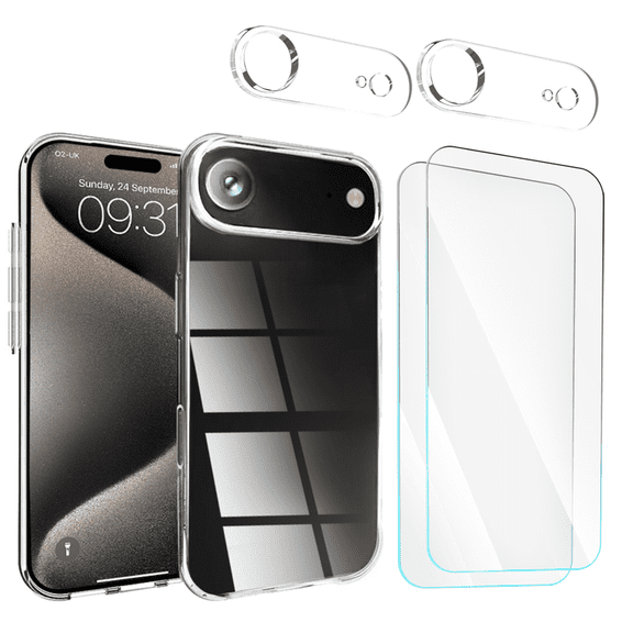 3-in-1 Entronix Bundle for iPhone 17 Air, Heavy Duty Transparent Phone Case, 2 Screen Protector and 2 Camera Lens
