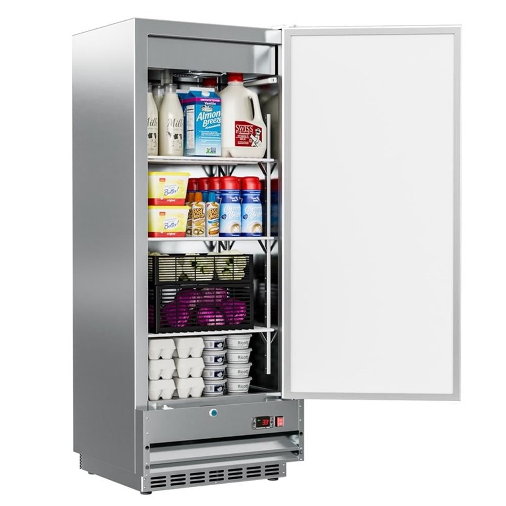 Pemberly Row Silver 25" Commercial Stainless Steel 1-Door Reach-In Refrigerator