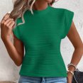thumbnail image 3 of CHGBMOK Tops for Women Summer Casual Crew Neck T-Shirts Cap Sleeve Textured Cute Work Shirt, 3 of 8