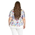 thumbnail image 3 of Blusa estampada de manga corta Roman Fashion, Tallas Extras, 5118 (Flor azul) azul 42, 3 of 6