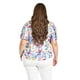 thumbnail image 3 of Blusa estampada de manga corta Roman Fashion, Tallas Extras, 5118 (Flor azul) azul 42, 3 of 6