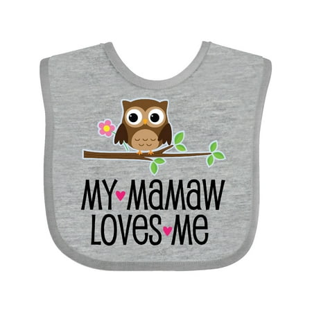 

Inktastic Mamaw Loves Me Grandchild Owl Gift Baby Girl Bib