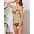 thumbnail image 2 of DARING DIVA Women's 2 Piece Leopard Colorblock Full Coverage Bikini Sets XL Khaki, 2 of 6