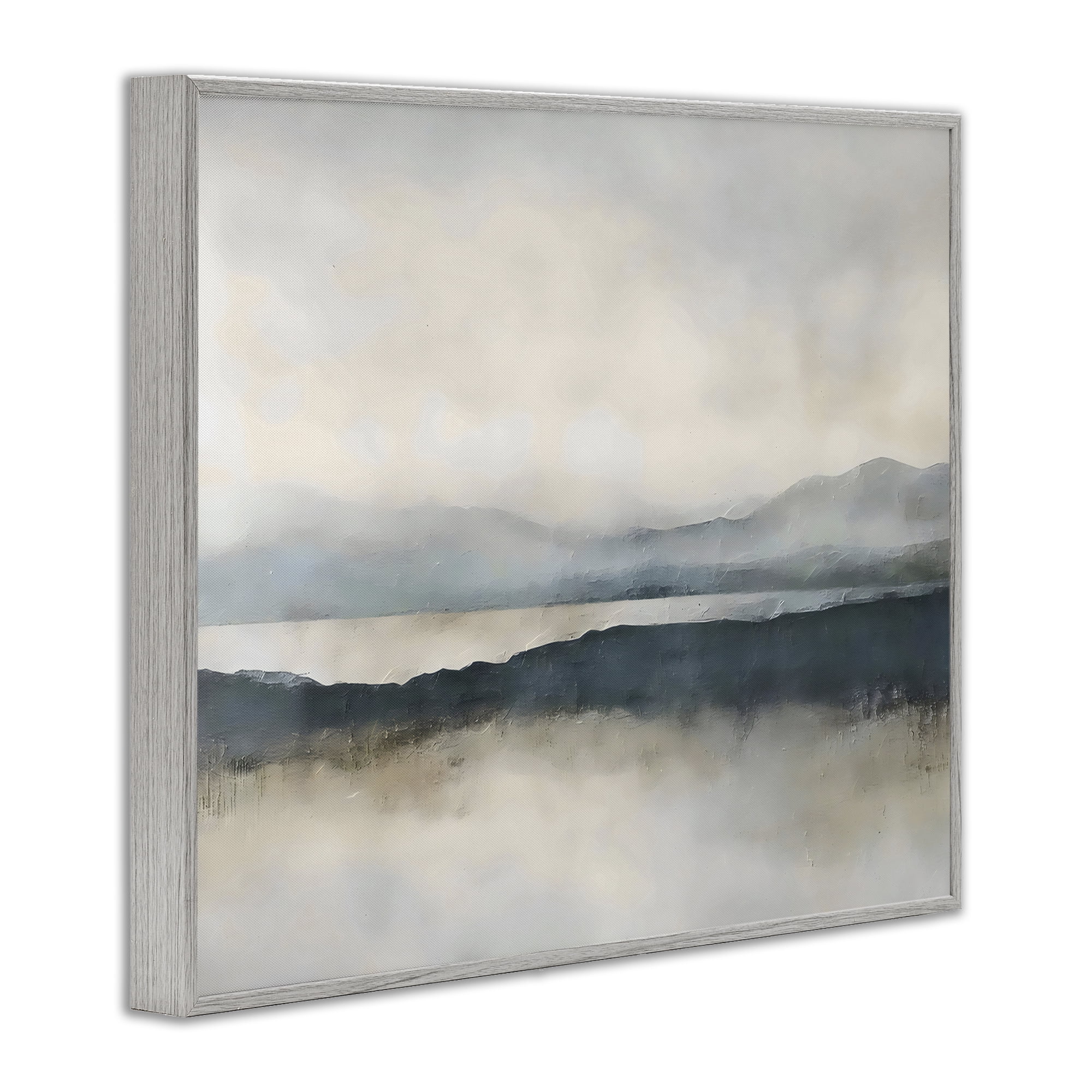 Stupell Industries Muted Horizon Mountainscape Gray Framed Giclee Art, design by Riley B