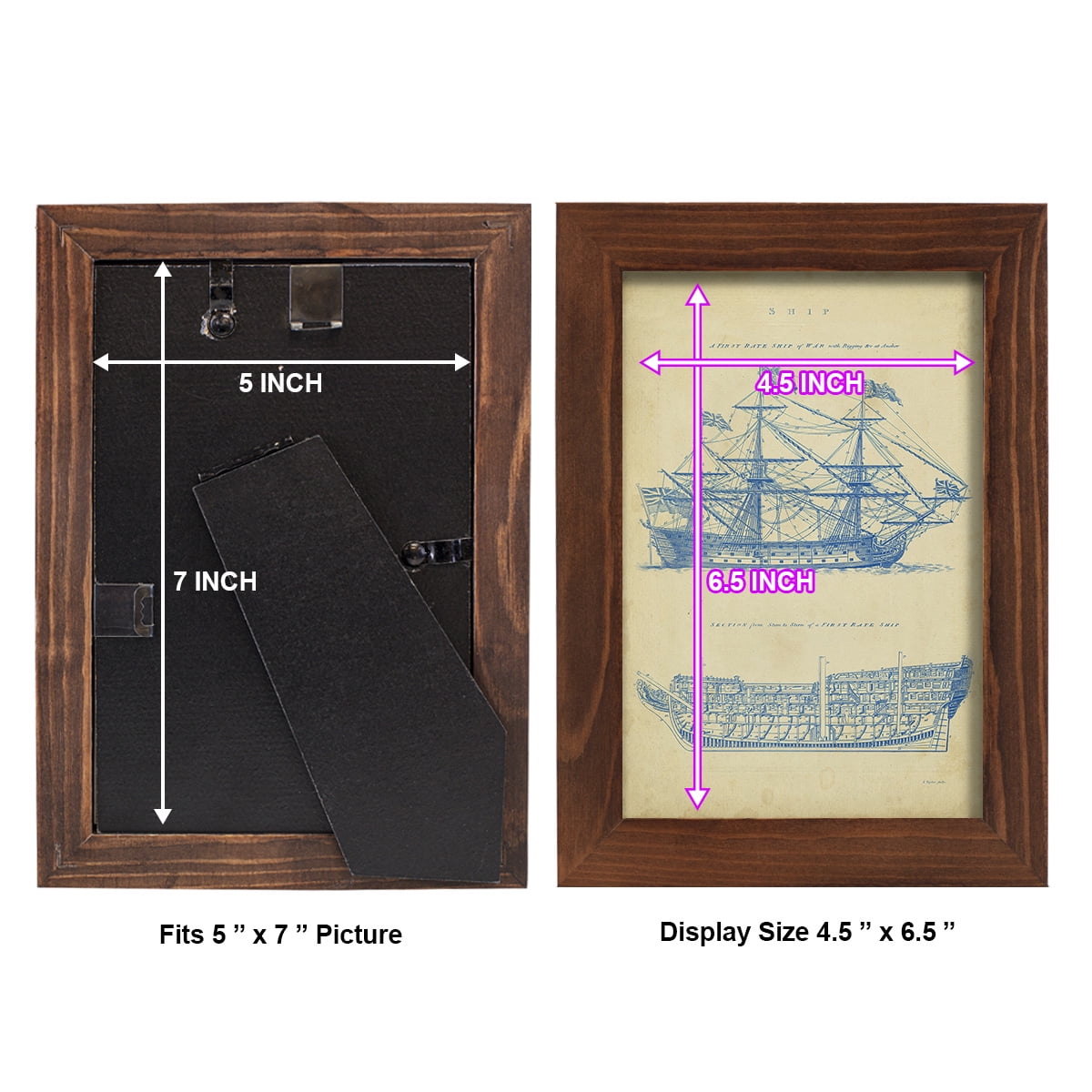 Vintage Ship Blueprint -Framed Print w/glass-Chestnut