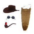 thumbnail image 3 of Sombrero de vaquero y barba, disfraz de vello facial para fiestas, escenario y Halloween marrón, 3 of 8