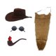 thumbnail image 3 of Sombrero vaquero y gafas sol divertidas con barba para carnaval, , escenario y vacaciones. marrón, 3 of 8
