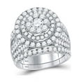 thumbnail image 2 of 14kt White Gold Round Diamond Cluster Bridal Wedding Ring Band Set 3 Cttw, 2 of 2
