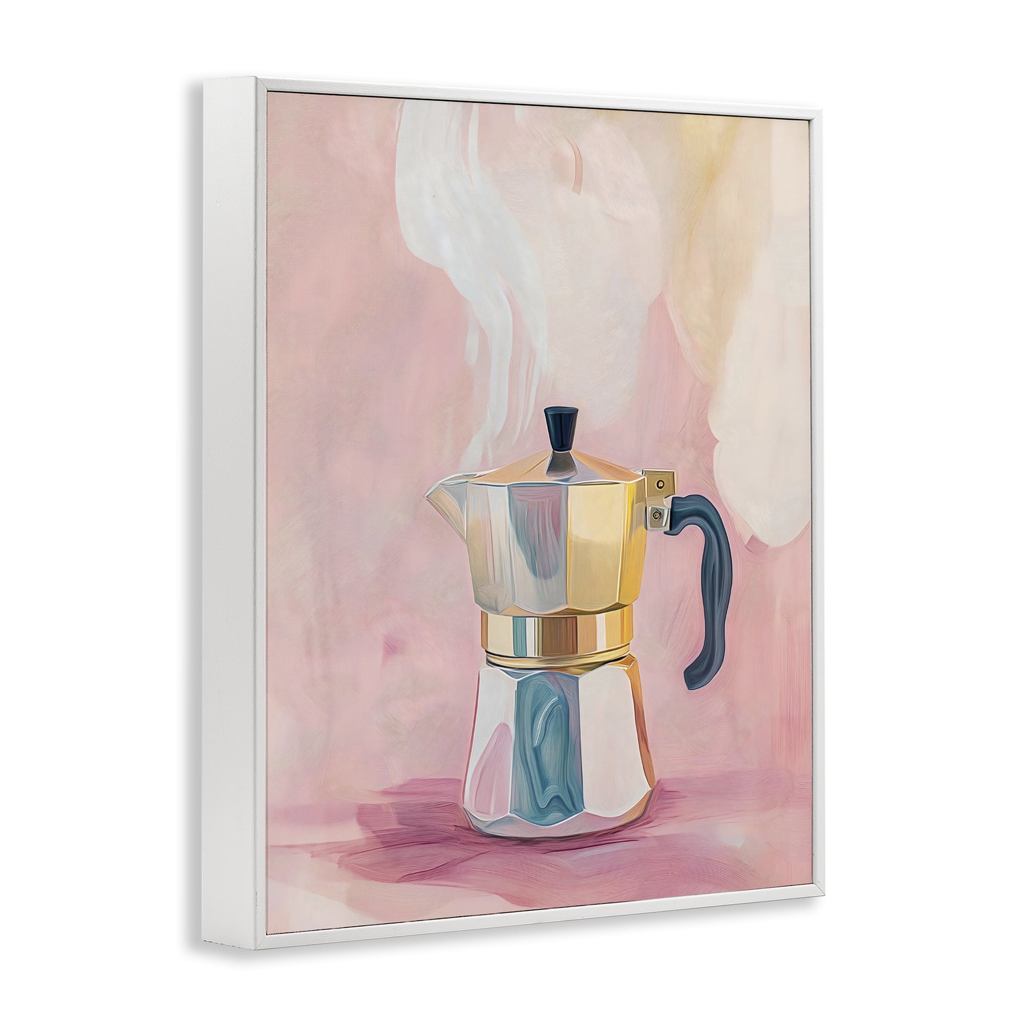 Stupell Industries Vintage Coffee Maker on Pink White Framed Giclee Art, design by The Prints Vibe