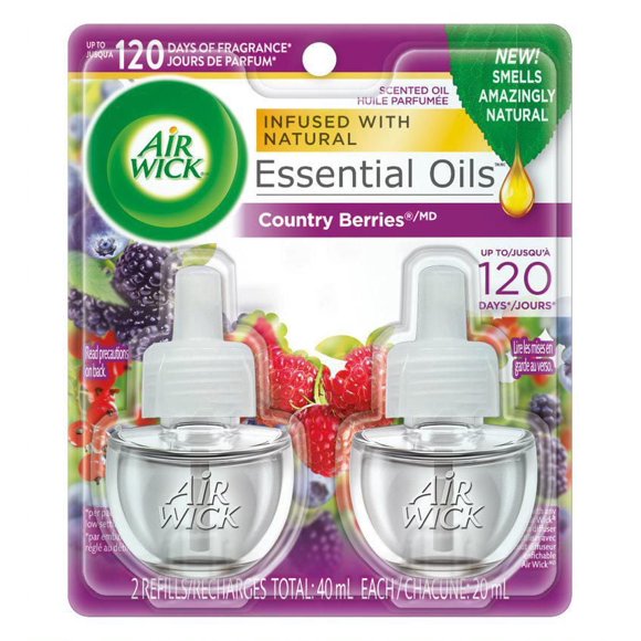 Assainisseur d'air à brancher AirWick Freshmatic, Recharges d'huile parfumée, Baies des champs, 2 Recharges