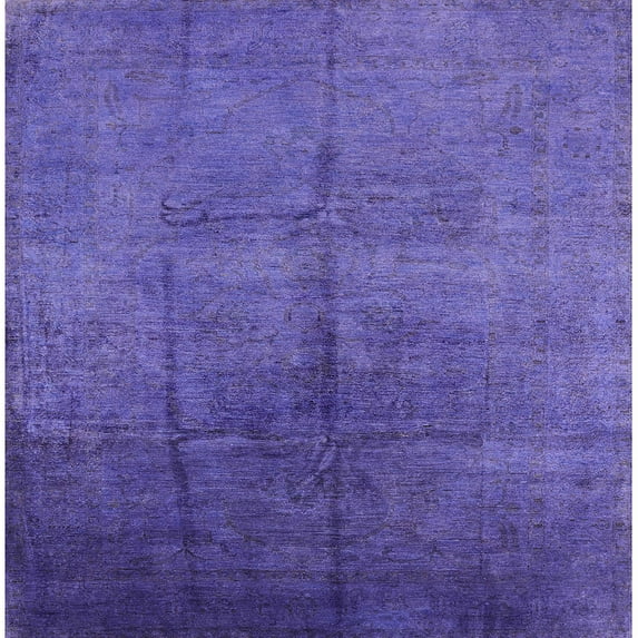 Ahgly Company Machine Washable Indoor Square Industrial Modern Medium Slate Blue Area Rugs, 5' Square