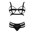 thumbnail image 5 of Gibobby Conjunto de lencería de encaje Bragas de satén para mujer, sexy, con costuras de cinta, sin espalda, lencería erótica(Negro, XG), 5 of 5