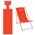 thumbnail image 1 of Uxcell Chaise Longue de Plage en Toile de Remplacement avec Coussin Rouge, 1 of 7