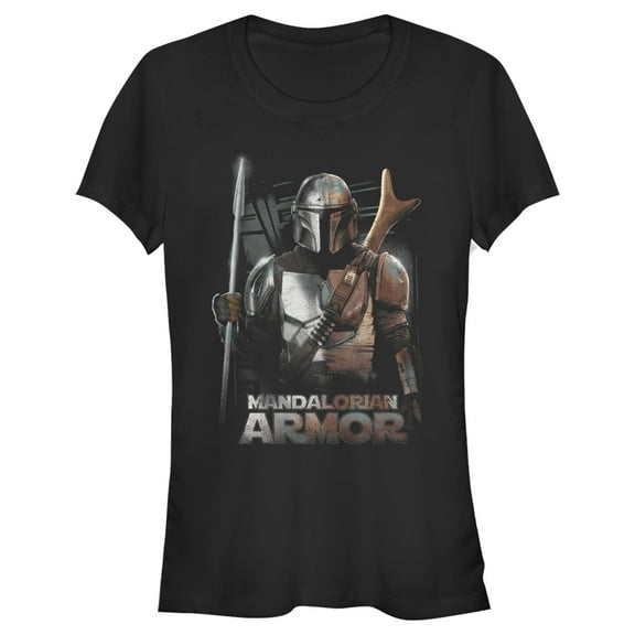 Junior's Star Wars: The Mandalorian Din Djarin Beskar Armor Graphic Tee Black Large