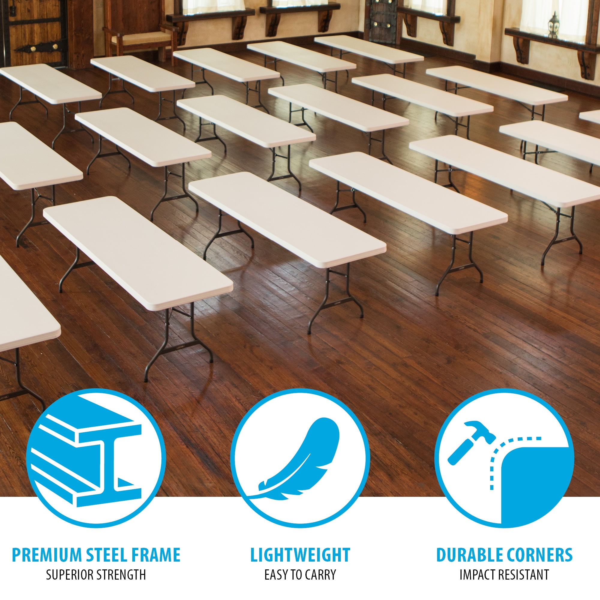 Lifetime 8' Commercial Grade High-Quality Folding Table, Almond (22984)