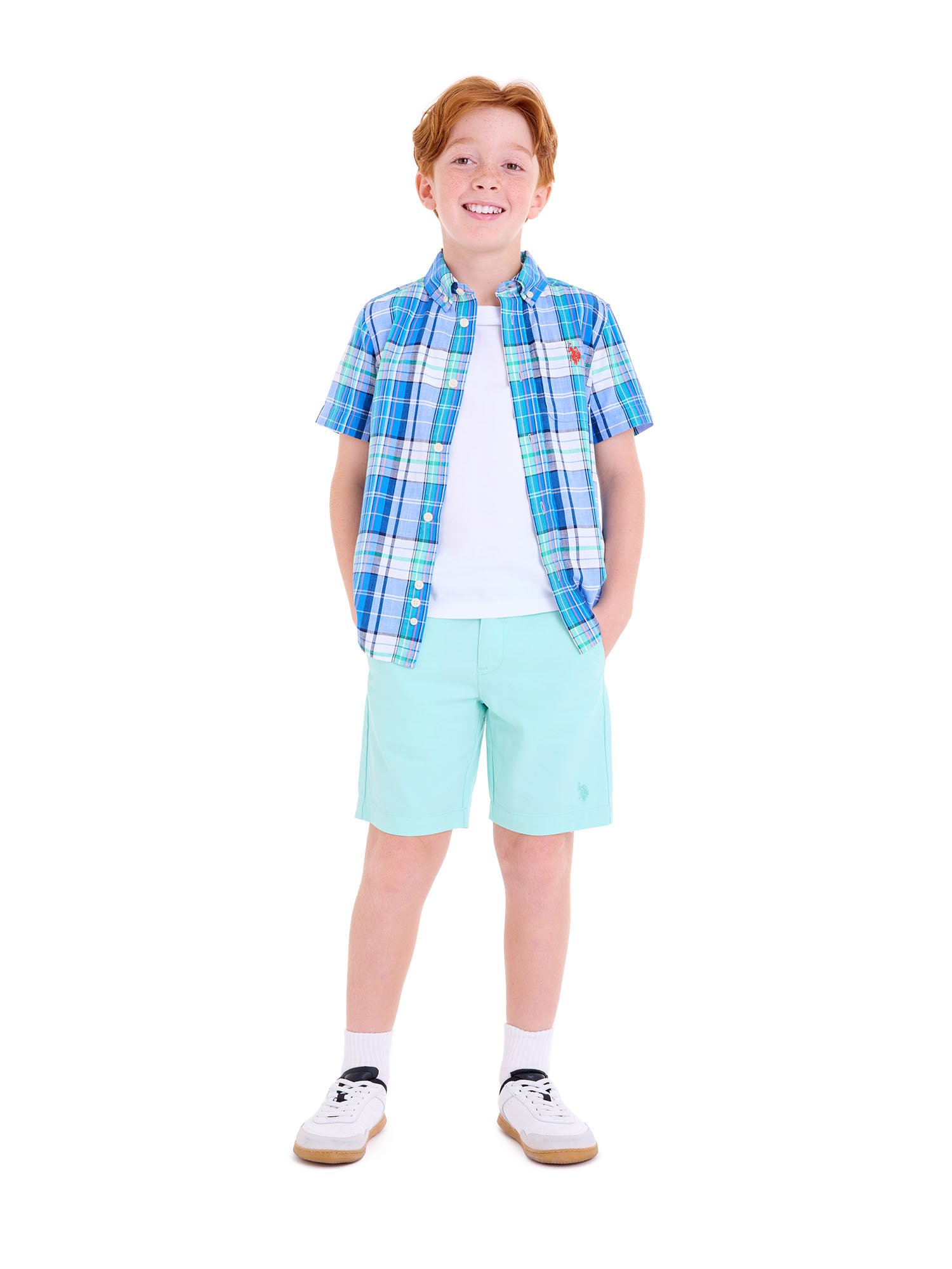 U.S. Polo Assn. Short Sleeve Button-Up Shirt for Boys, Sizes 4-18