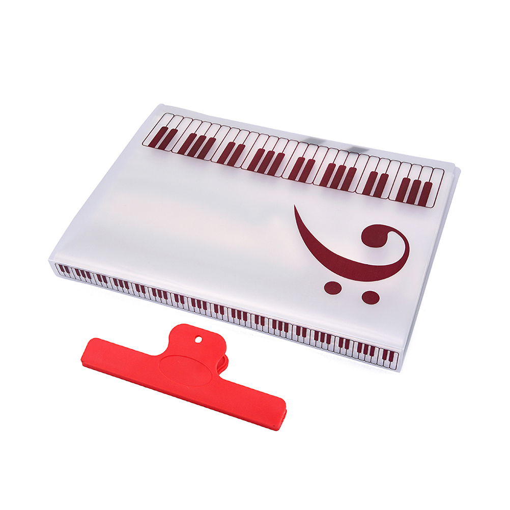 80-Sheet A4 Music Folder for Piano Scores, Band & Choir, File Organizer with Extra Watermelon Red Clamp, Music Supplies