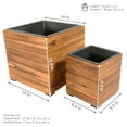 thumbnail image 4 of Sunnydaze Assorted Square Light Brown Acacia Wood Planter Box with Liner 2-Count, 4 of 7