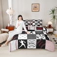 thumbnail image 4 of Homewish Baseball Gamer Bedding Comforter Set 2pcs for Kids Teens Adults,Sport Game Twin Comforter Sets Microfiber,Black Red Plaid Breathable Bedding Set,Breathable Home Decor,Reversible, 4 of 8