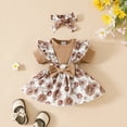 thumbnail image 2 of Vividxx Summer Girls Floral Lace Edged Baby Dress With Frills Short Sleeved Shirt Play Suit Headscarf 3PCS Set O-Neck Stylish Dailywear, 2 of 9