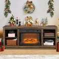 thumbnail image 4 of 58" TV Stand for TVs up to 65 inch, with Fireplace, Retro Farmhouse TV Cabinet with Storage, Fireplace TV Stand for Living Room, Entertainment Center TV Cabinet, Brown, D4927, 4 of 12